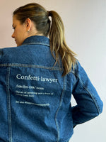Load image into Gallery viewer, The Denim Jacket: Confetti-Lawyer style
