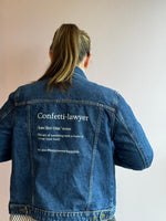 Load image into Gallery viewer, The Denim Jacket: Confetti-Lawyer style
