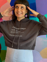 Load image into Gallery viewer, Cropped Hoodie: Confetti-Lawyer Style
