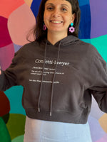 Load image into Gallery viewer, Cropped Hoodie: Confetti-Lawyer Style
