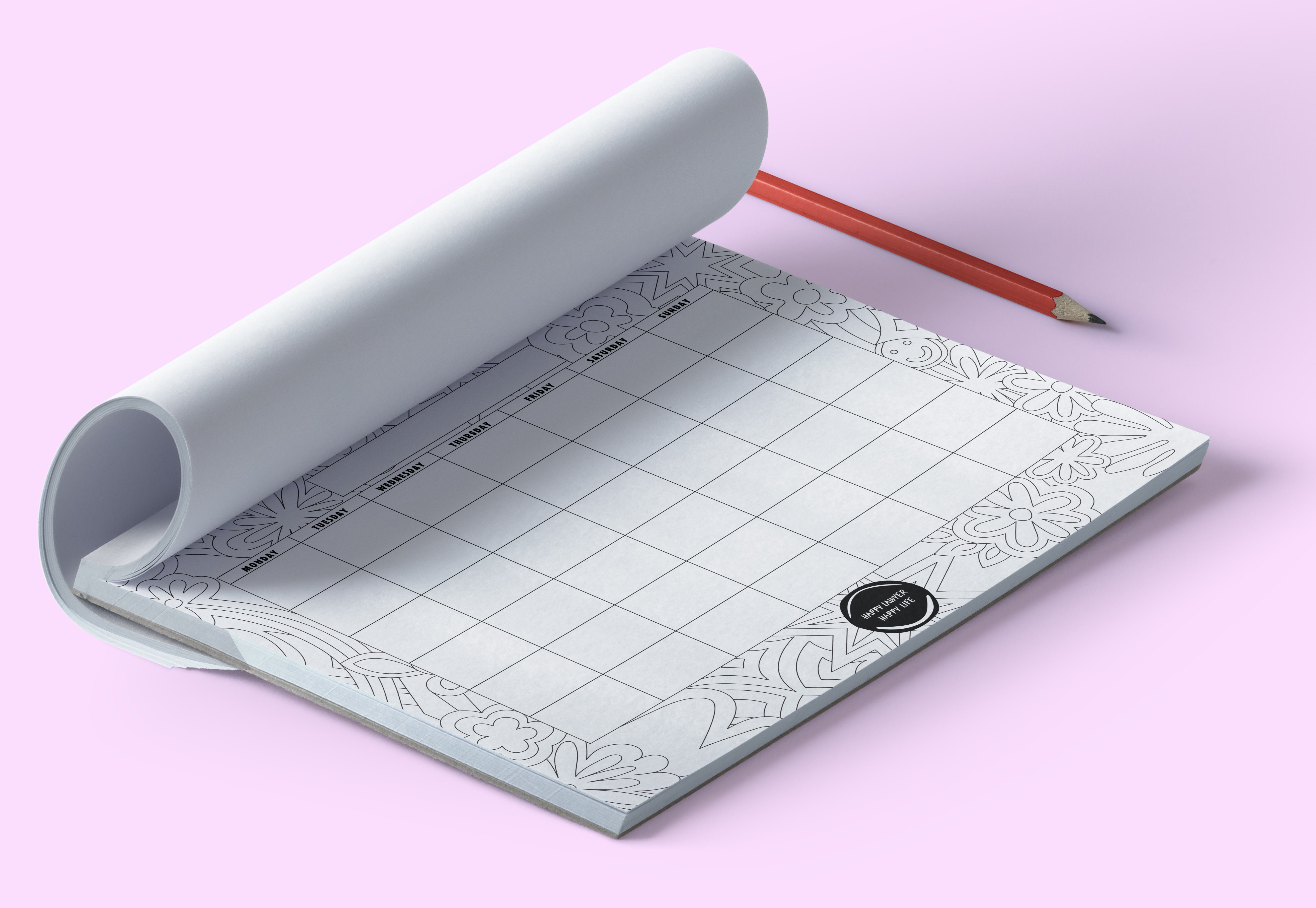 Happy Lawyer A3 Monthly Colour Me In Desk Planner